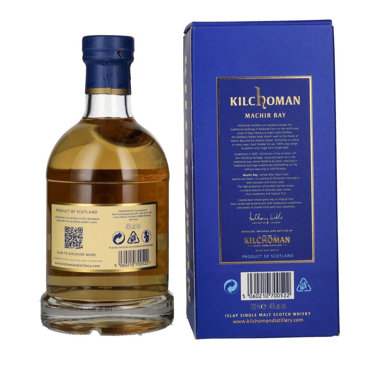 Kilchoman MACHIR BAY Islay Single Malt Scotch Whisky 46% Vol. 0,7l in Geschenkbox