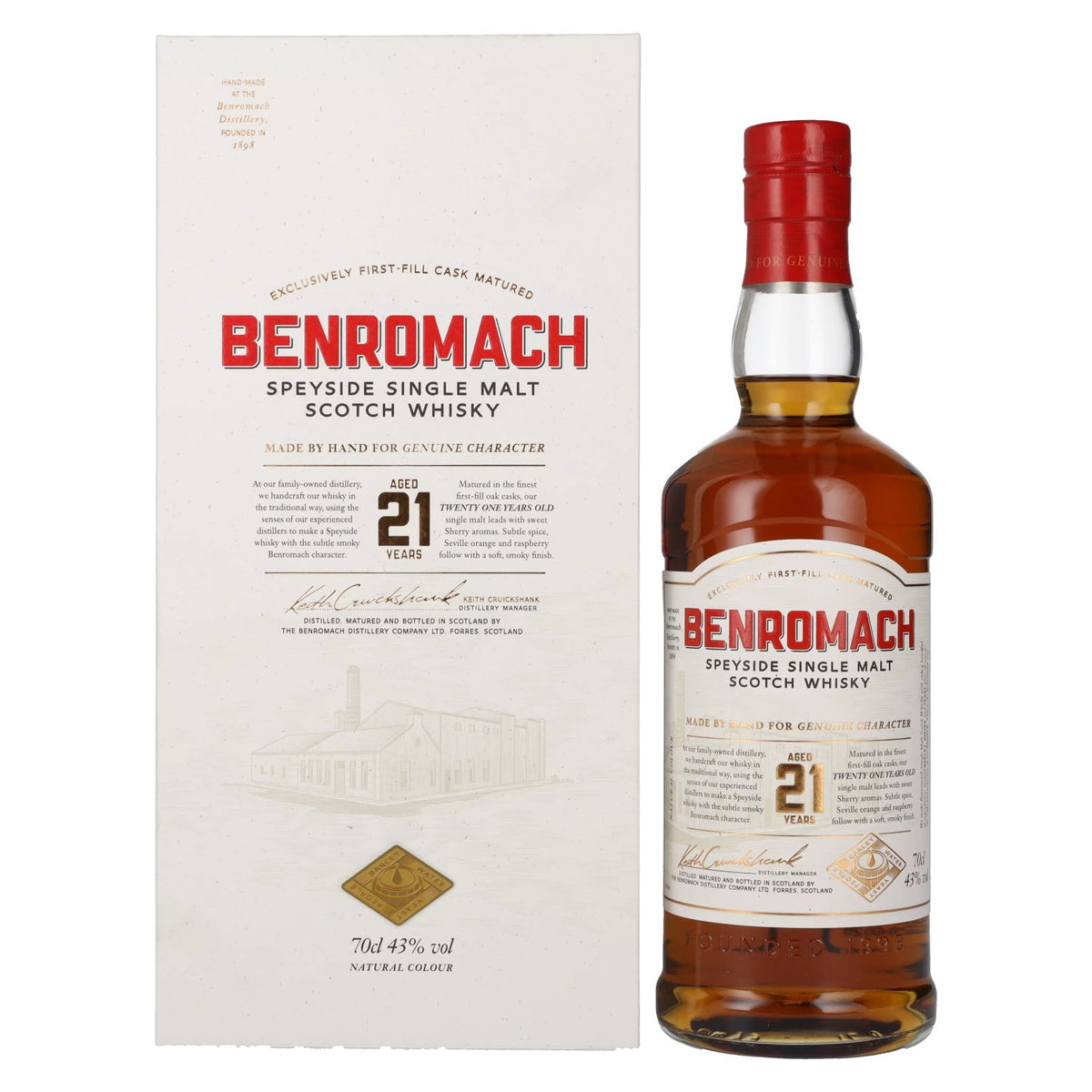 Benromach 21 Years Old Speyside Single Malt 43% Vol. 0,7l in gift box