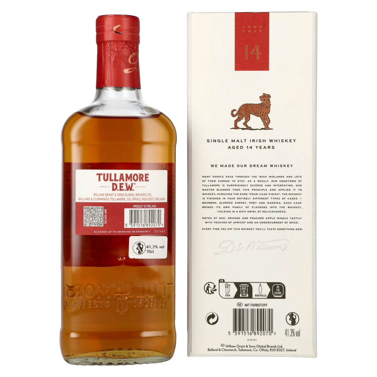 Tullamore D.E.W. 14 Years Old Single Malt Irish Whiskey 41,3% Vol. 0,7l en coffret cadeau