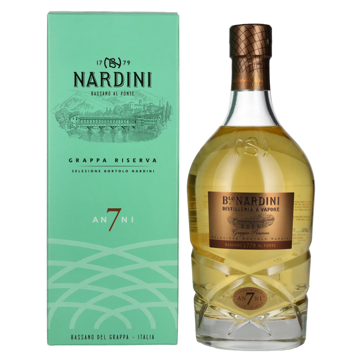 Grappa Nardini Riserva 7 ANNI 45 % vol., 0,7 l, dans un coffret cadeau