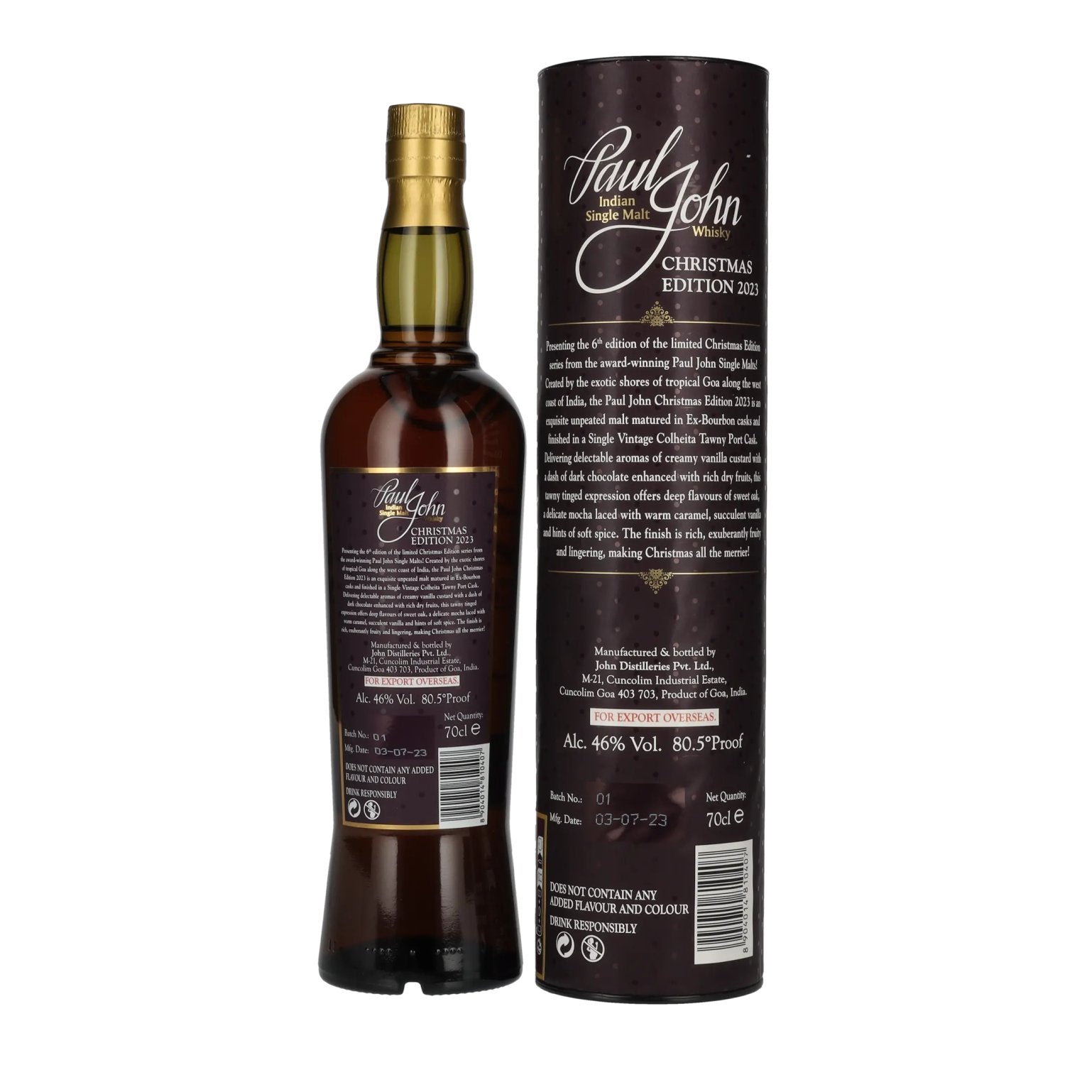 Paul John CHRISTMAS EDITION Indian Single Malt Whisky 2023 46% Vol. 0,7l in gift box
