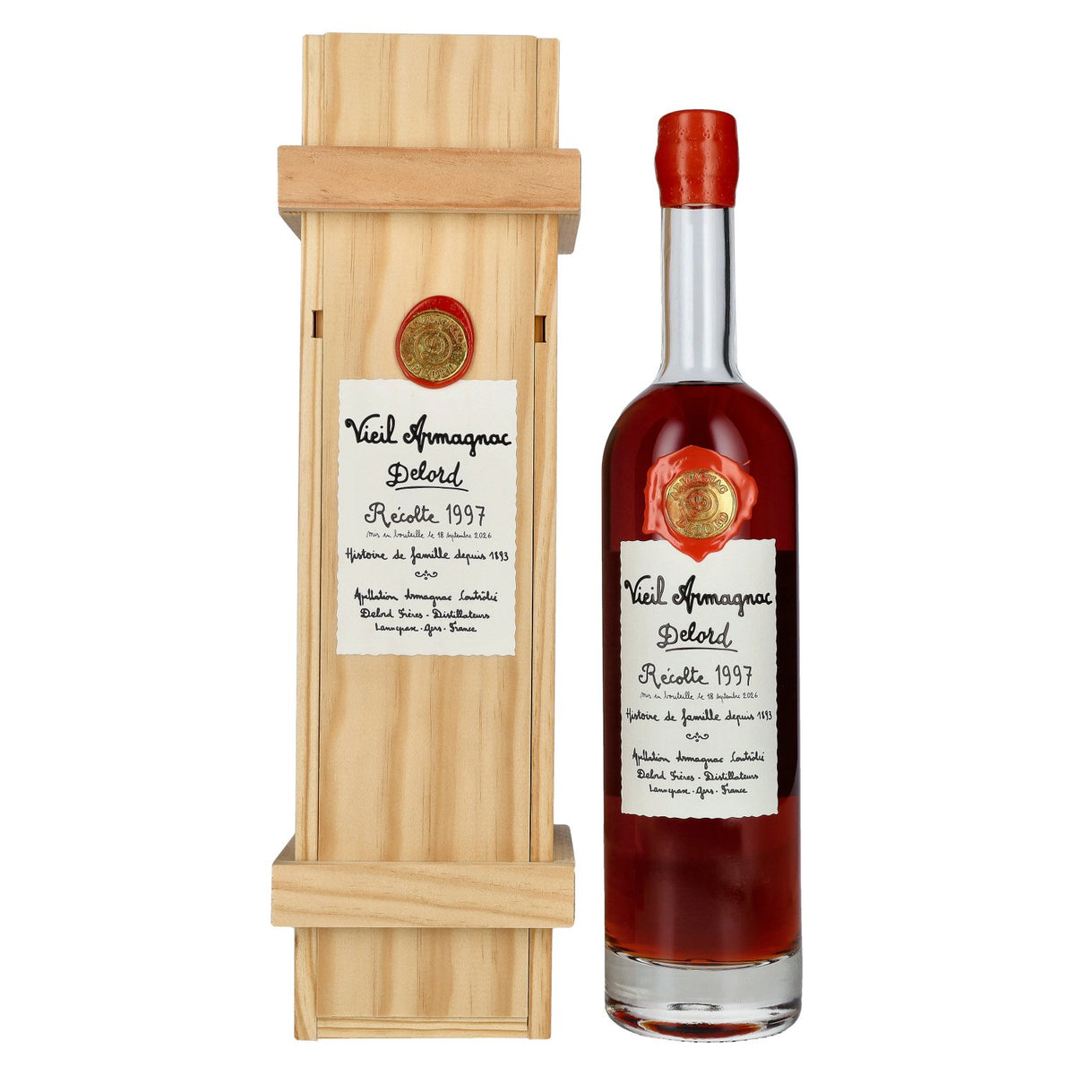 Vieil Armagnac Delord Vintage Récolte 1997 40% Vol. 0,7l in Holzkiste