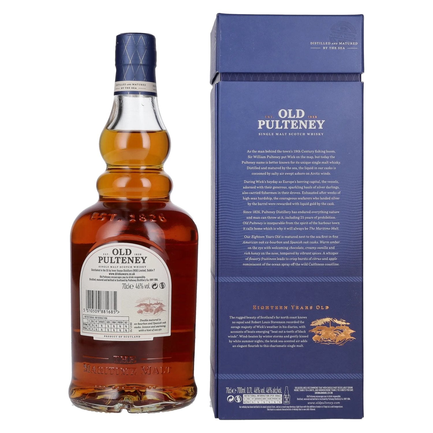 Old Pulteney 18 Years Old Single Malt Scotch Whisky 46% Vol. 0,7l in gift box