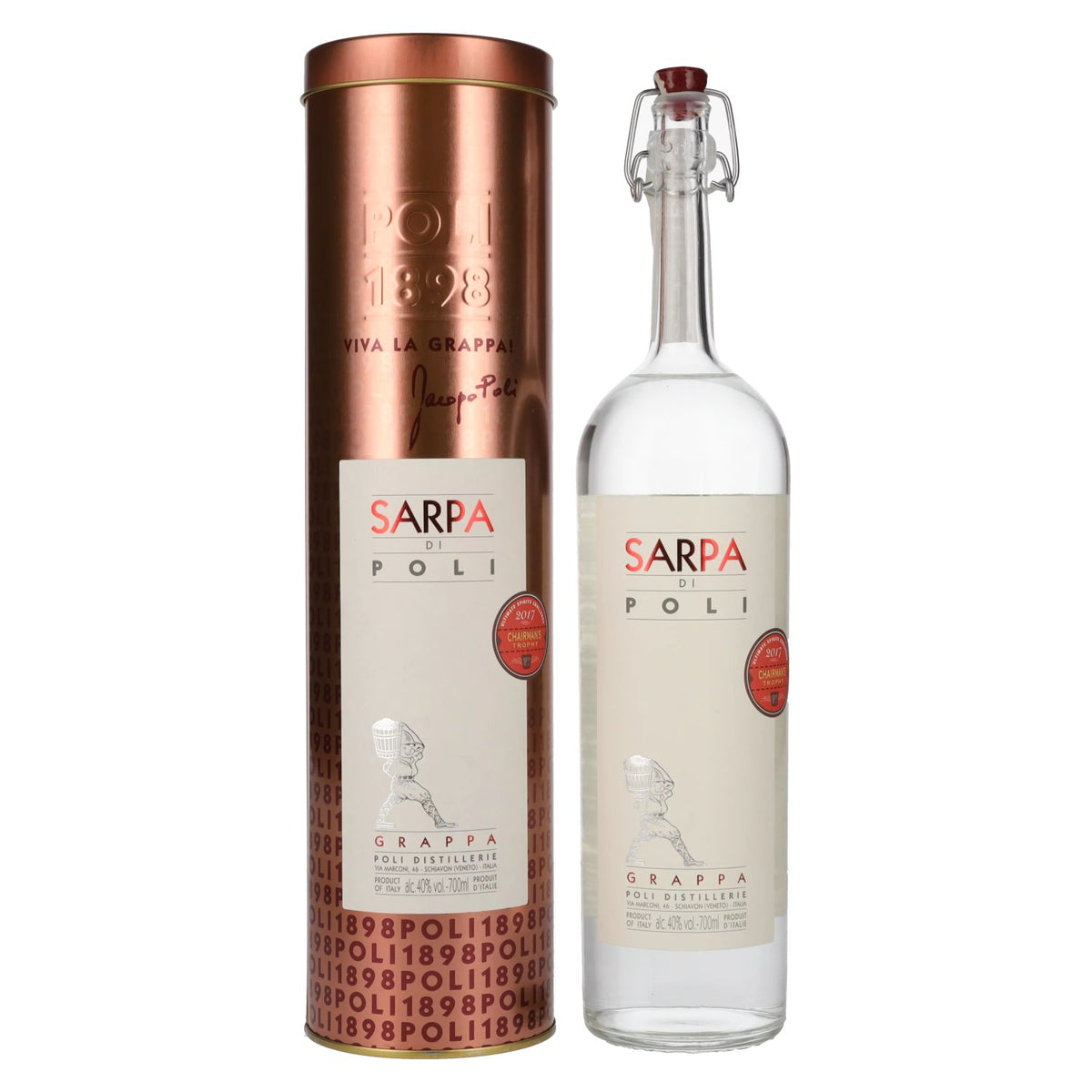 Poli Grappa Sarpa di Poli 40% vol. 0,7l en Tinbox