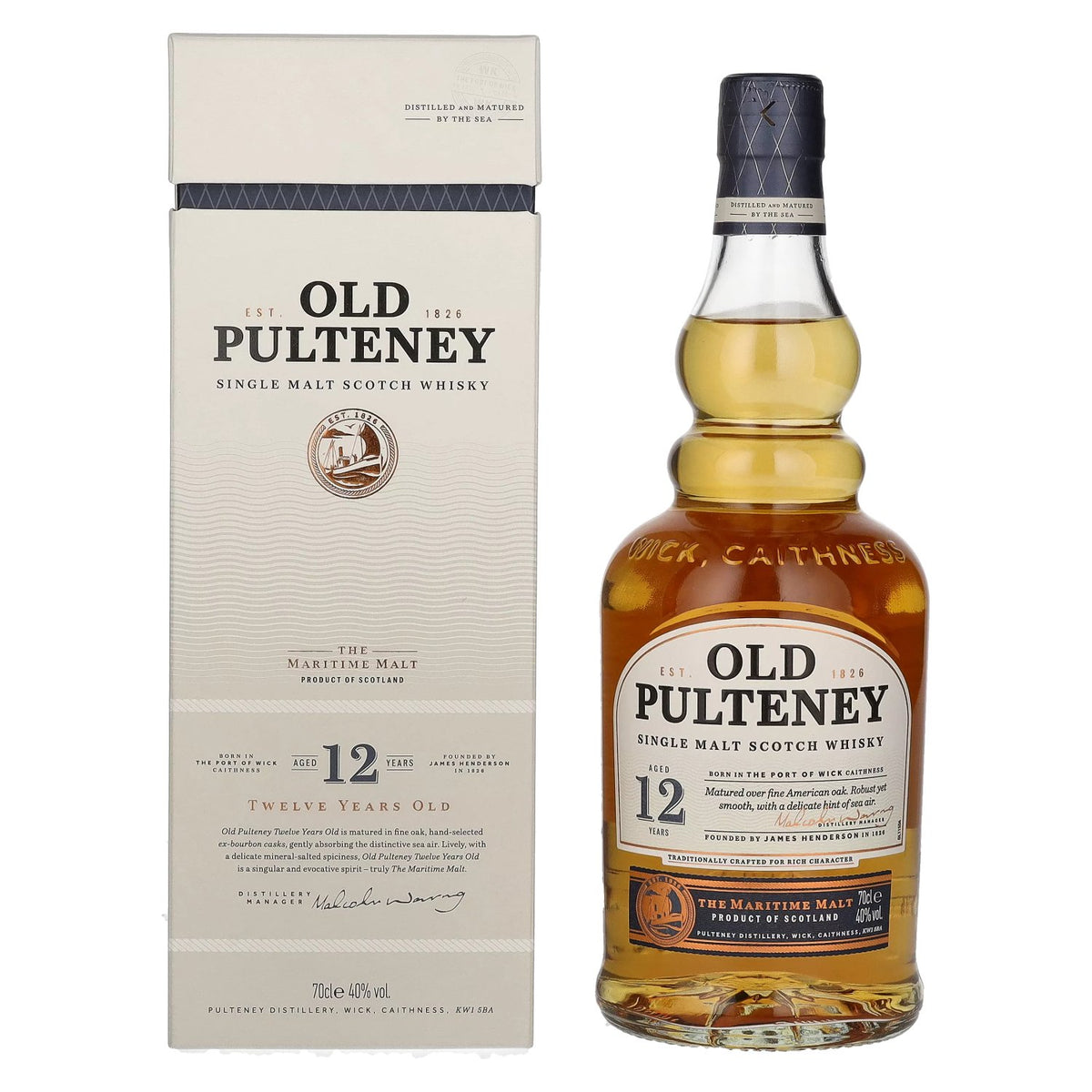 Old Pulteney 12 Years Old Single Malt Scotch Whisky 40% Vol. 0,7l en boîte cadeau