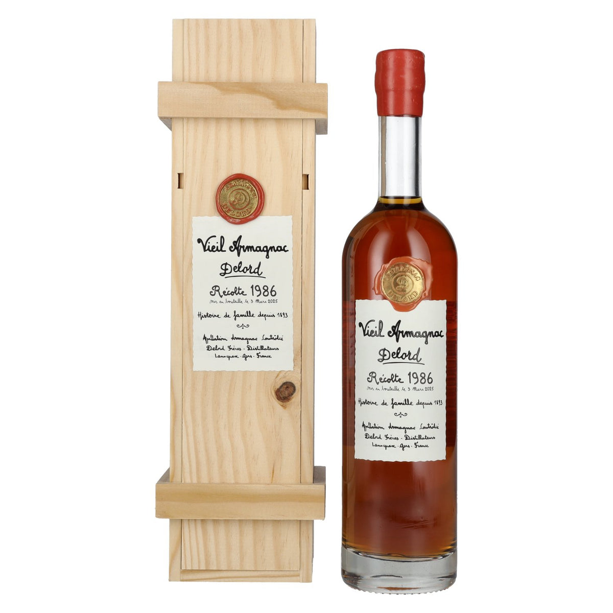 Vieil Armagnac Delord Vintage Récolte 1986 40% Vol. 0,7l in wooden box