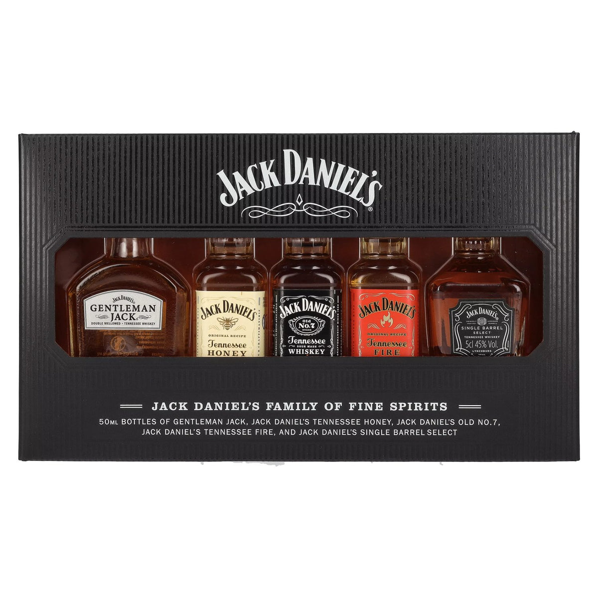 Jack Daniel's FAMILY OF FINE SPIRITS 39% Vol. 5x0,05l in Geschenkbox