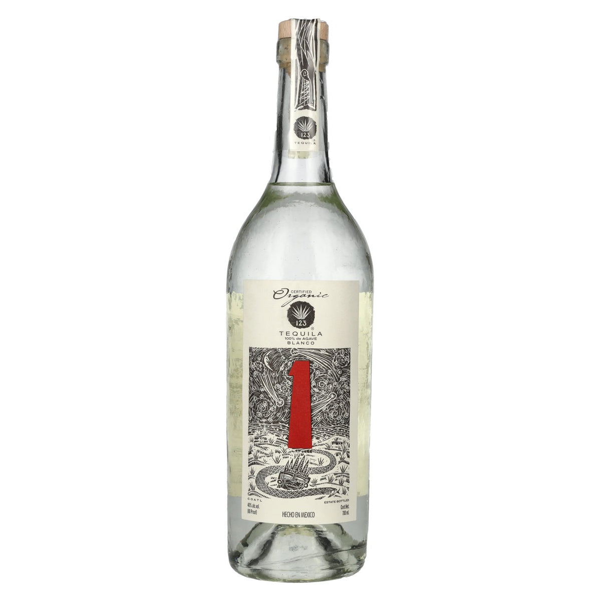 Tequila 123 UNO Blanco 100 % d'agave, bio, 40 % vol., 0,7 l