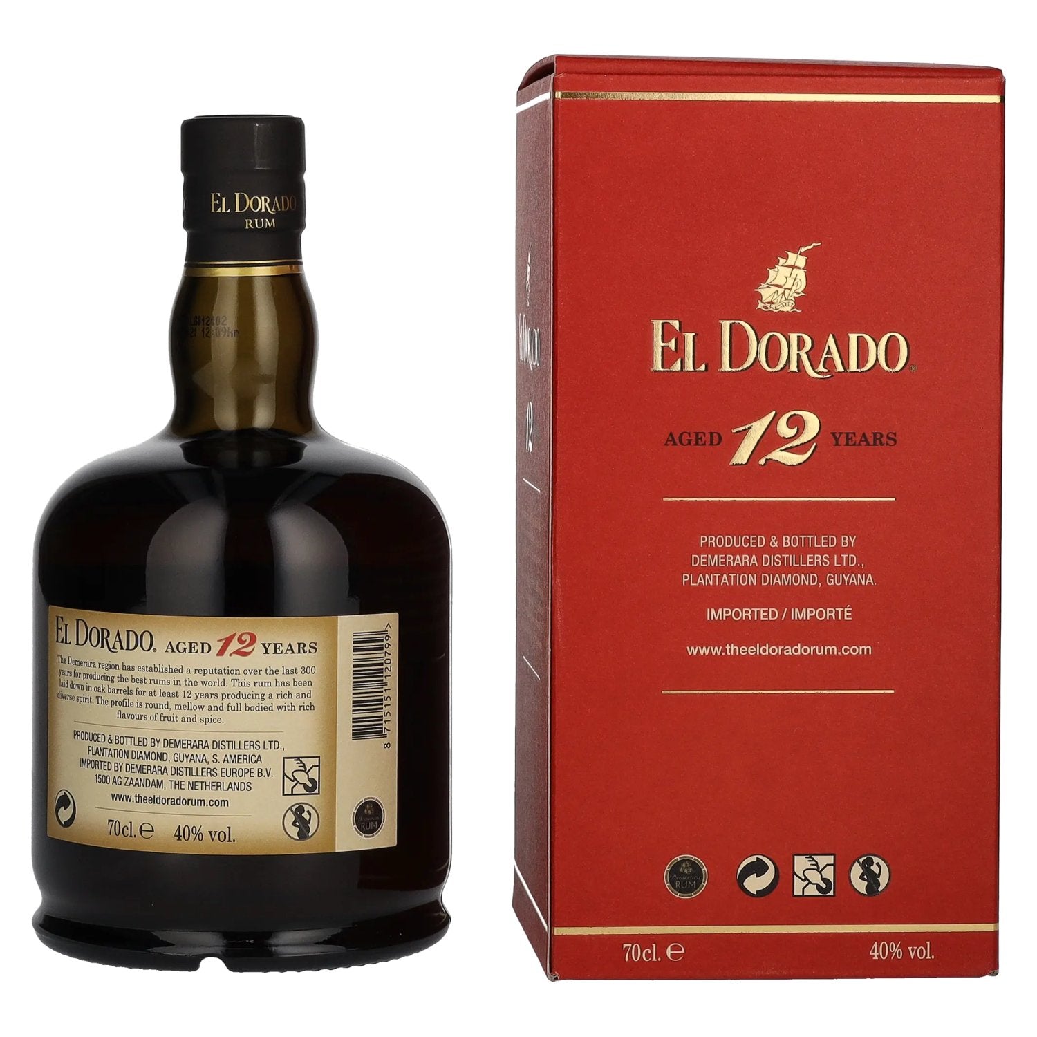 El Dorado 12 Years Old Finest Demerara Rum 40% Vol. 0,7l en boîte cadeau