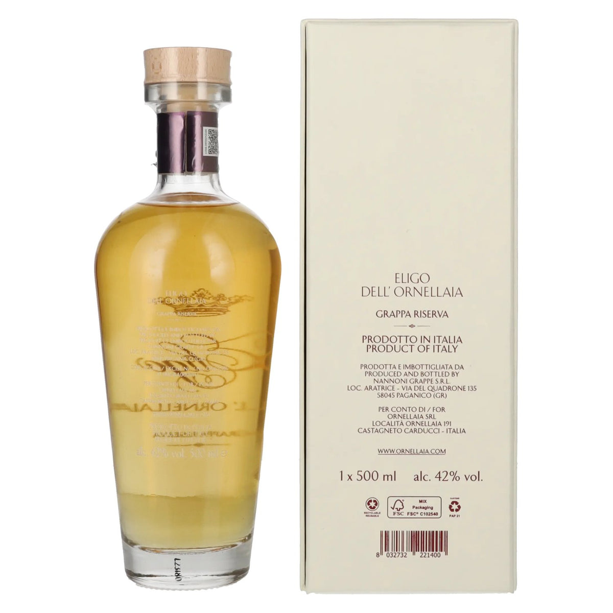 Eligo dell' Ornellaia Grappa Riserva 42% vol. 0,5l en boîte cadeau