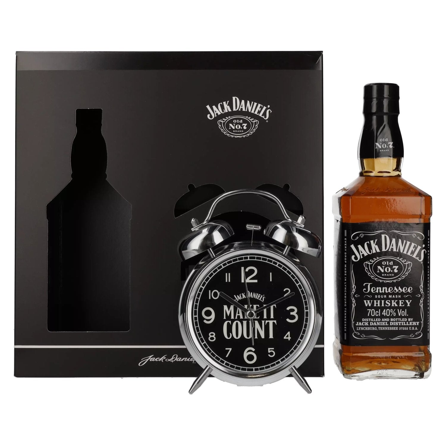 Jack Daniel's Tennessee Whiskey 40% vol. 0,7l dans une boîte cadeau avec réveil