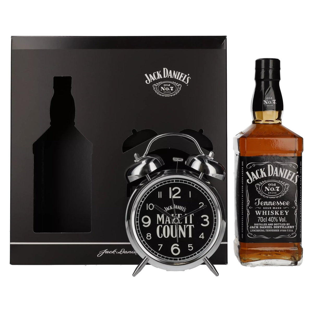 Jack Daniel's Tennessee Whiskey 40% vol. 0,7l dans une boîte cadeau avec réveil