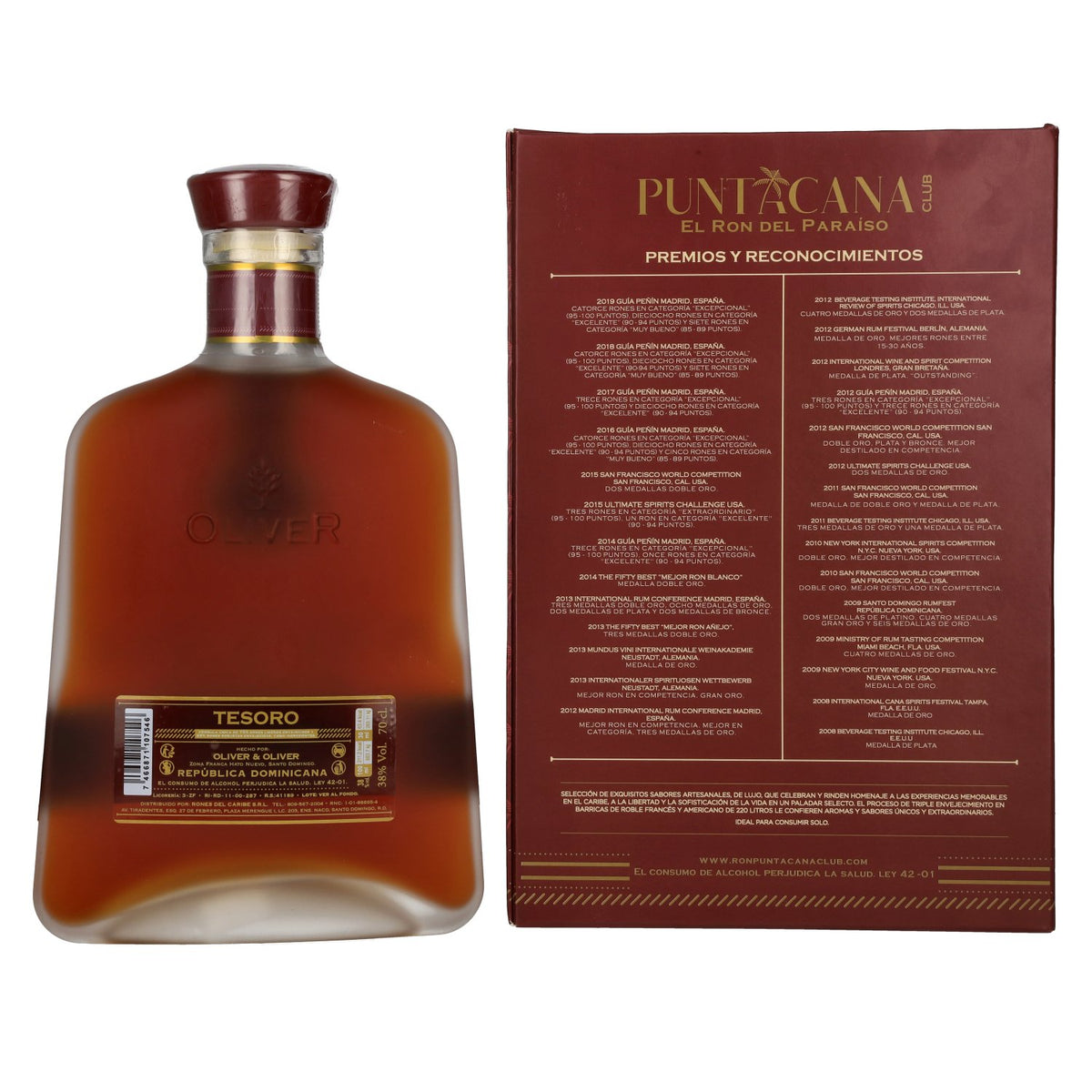 Puntacana Club Tesoro Ron Artesanal Dominicano 38% Vol. 0,7l in Geschenkbox