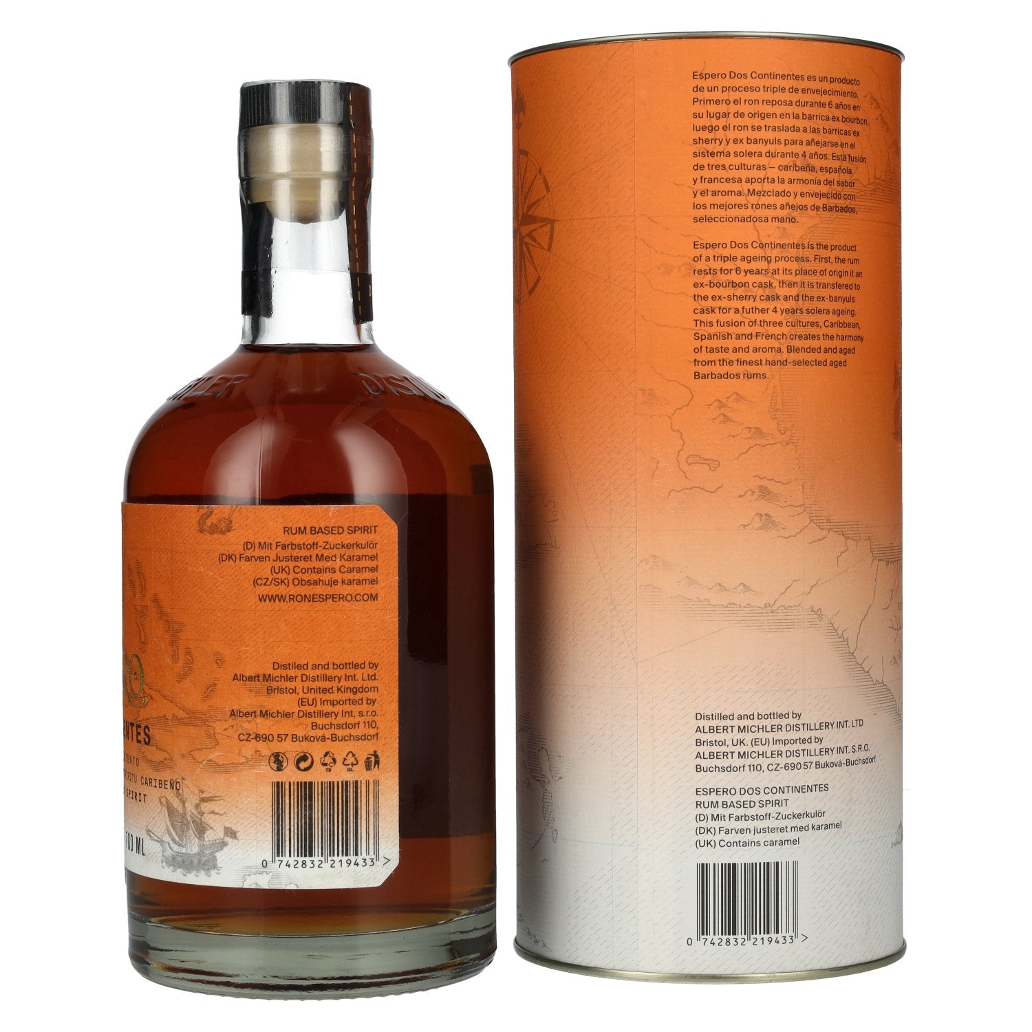 Ron Espero Dos Continentes Premium Caribbean Spirit 40% Vol. 0,7l in gift box