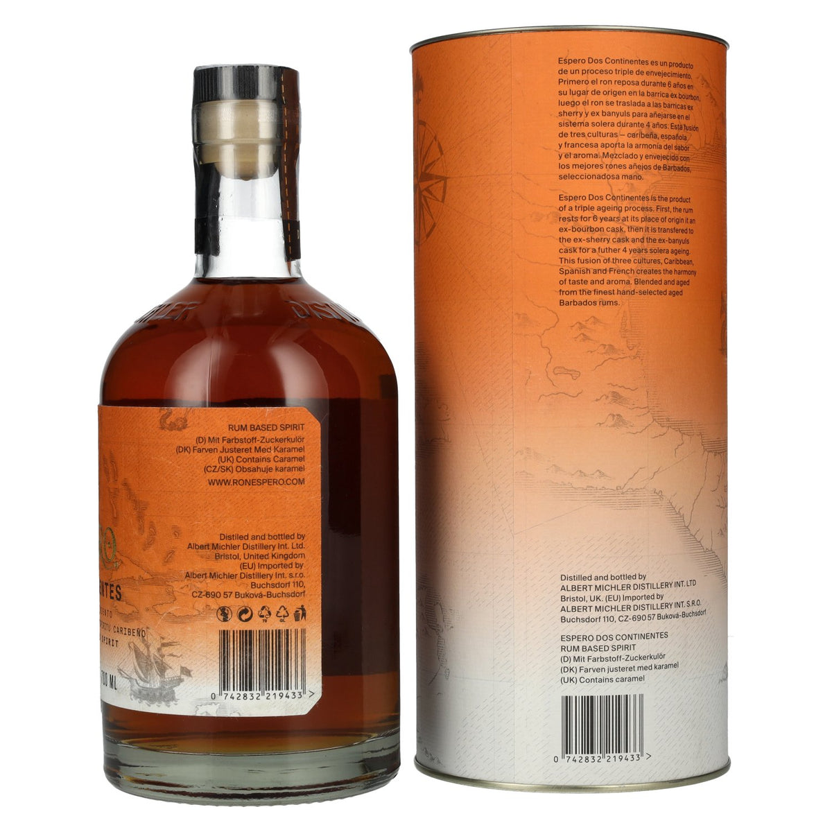 Ron Espero Dos Continentes Premium Caribbean Spirit 40% Vol. 0,7l in Geschenkbox