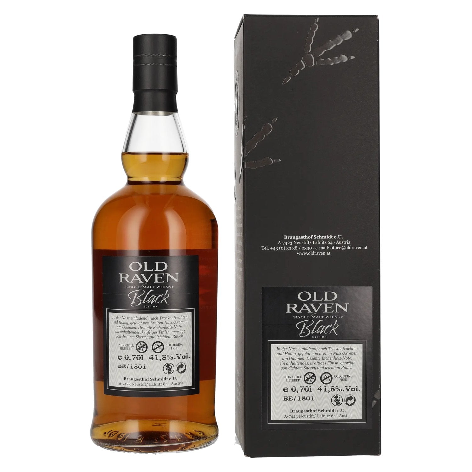 Old Raven Triple Distilled Single Malt Whisky Black Edition Fasstärke 54% Vol. 0,7l in Geschenkbox