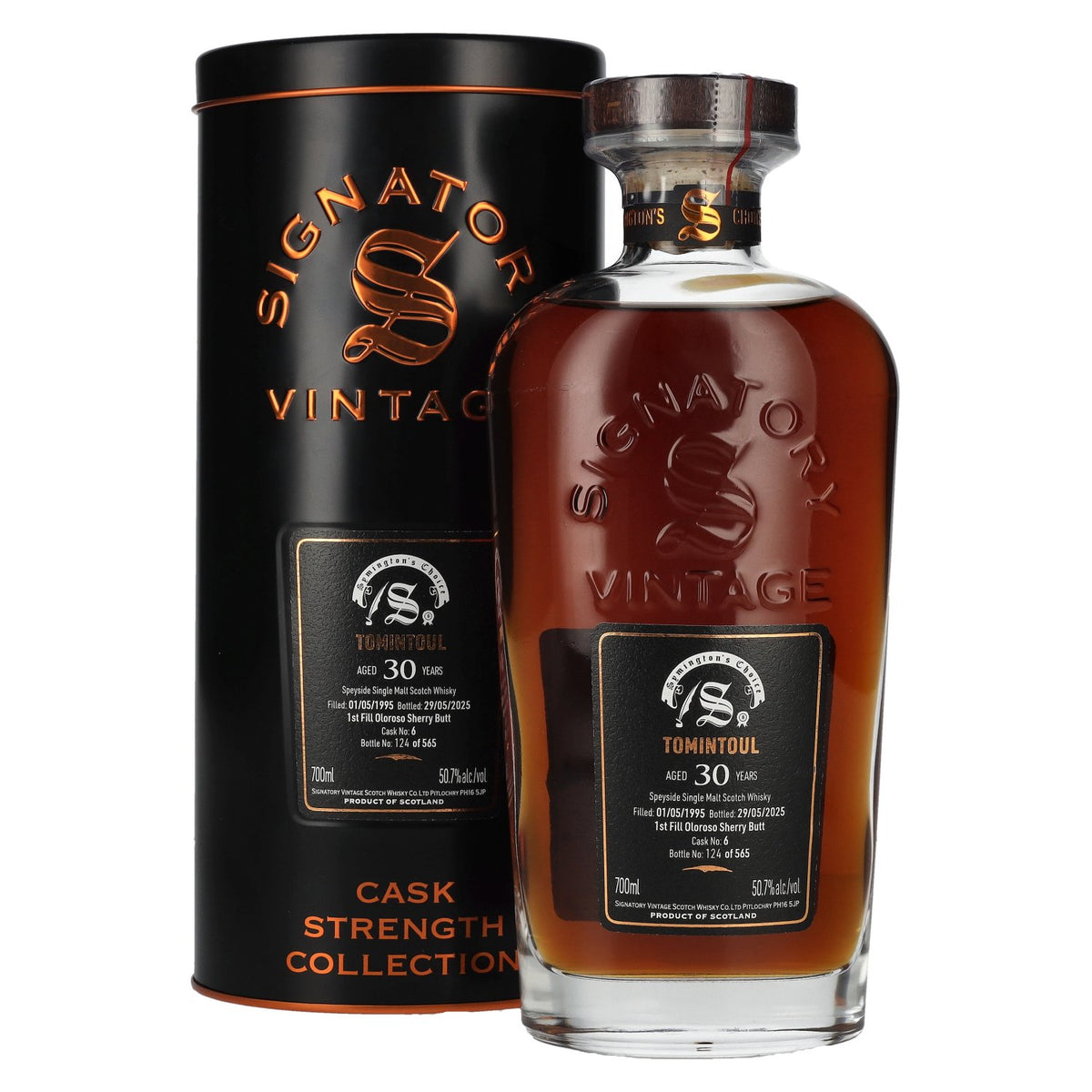 Signatory Vintage TOMINTOUL 30 Years Old Cask Strength #6 1995 50,7% Vol. 0,7l en Tinbox