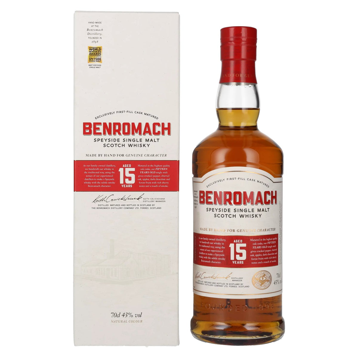 Benromach 15 Years Old Speyside Single Malt 43% Vol. 0,7l en boîte cadeau