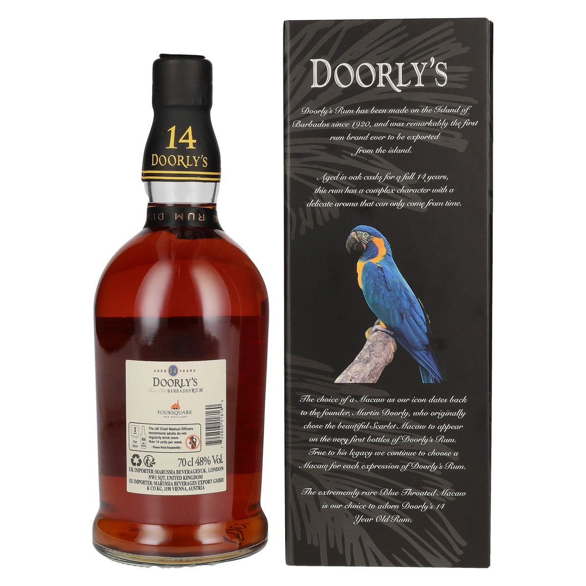 Foursquare Doorly's 14 Years Old Fine Old Barbados Rum 48% Vol. 0,7l in Geschenkbox