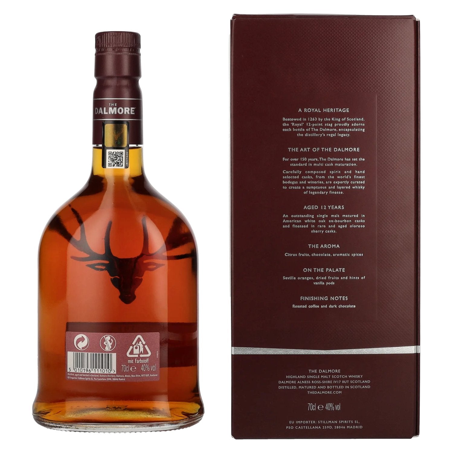 The Dalmore 12 Years Old Highland Single Malt Scotch Whisky 40% Vol. 0,7l en boîte cadeau