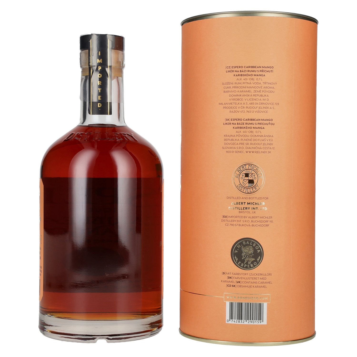 Ron Espero Caribbean Mango & Rum Liqueur 40% Vol. 0,7l in Geschenkbox