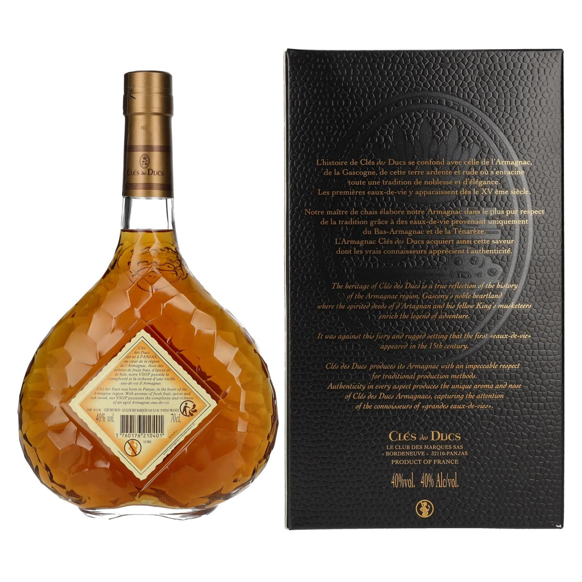 Clés des Ducs Vieil Armagnac V.S.O.P. 40% vol. 0,7l en coffret cadeau