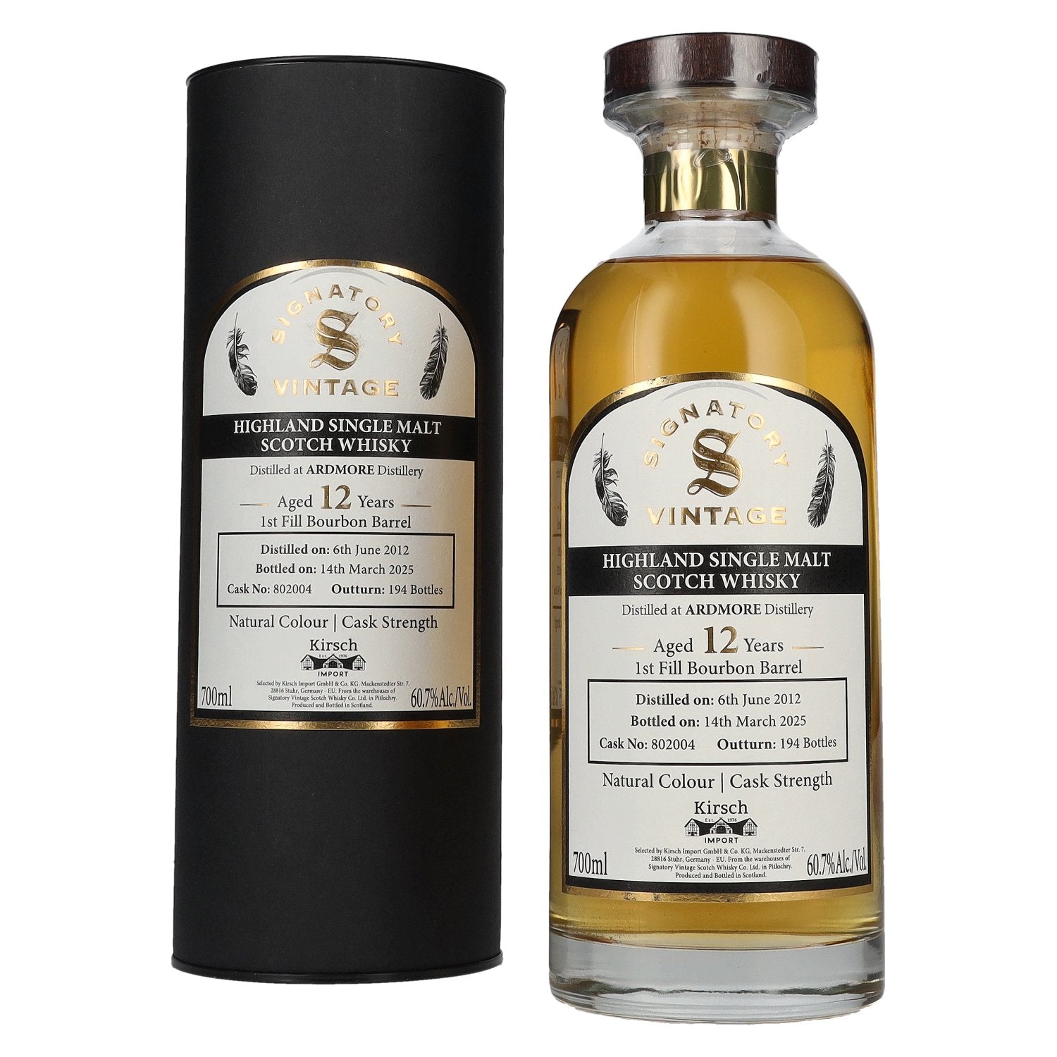 Signatory Vintage ARDMORE 12 Years Old 1st Fill Bourbon Cask Strength #802004 2012 60,7% Vol. 0,7l en Tinbox