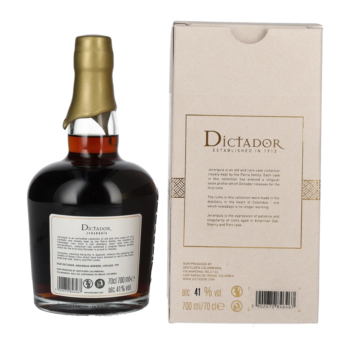 Dictador JERARQUÍA 29 Years Old BORBÓN Rum 1991 41% Vol. 0,7l en boîte cadeau