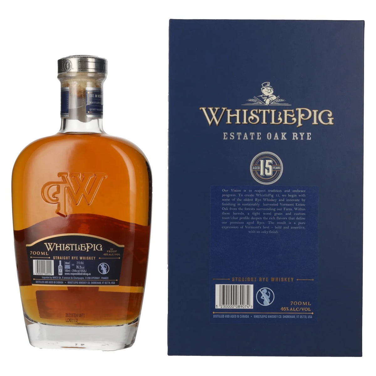 WhistlePig 15 Years Old ESTATE OAK RYE Whiskey 46% Vol. 0,7l in Geschenkbox