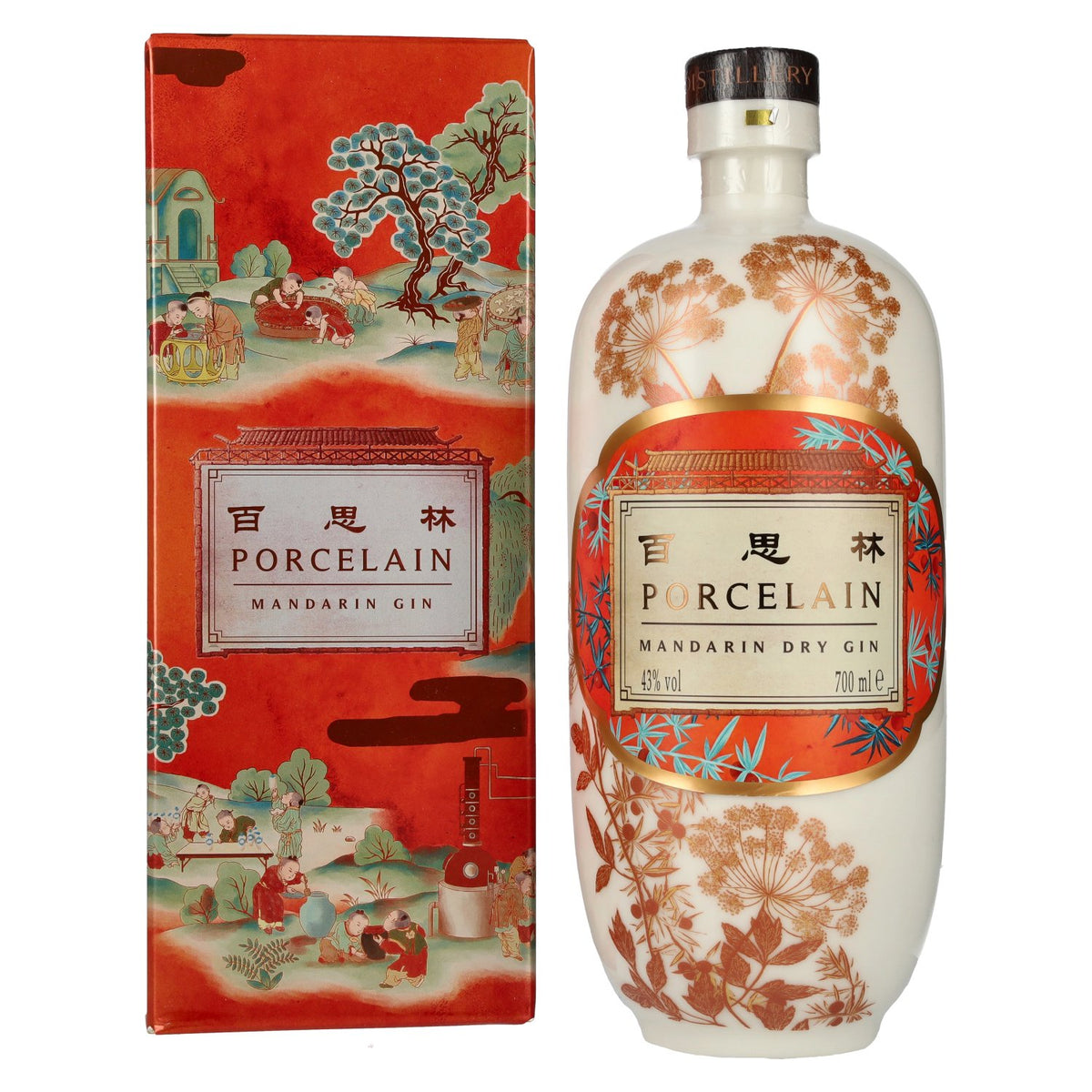 Porcelain Shanghai MANDARIN Dry Gin 43% vol. 0,7l en boîte cadeau