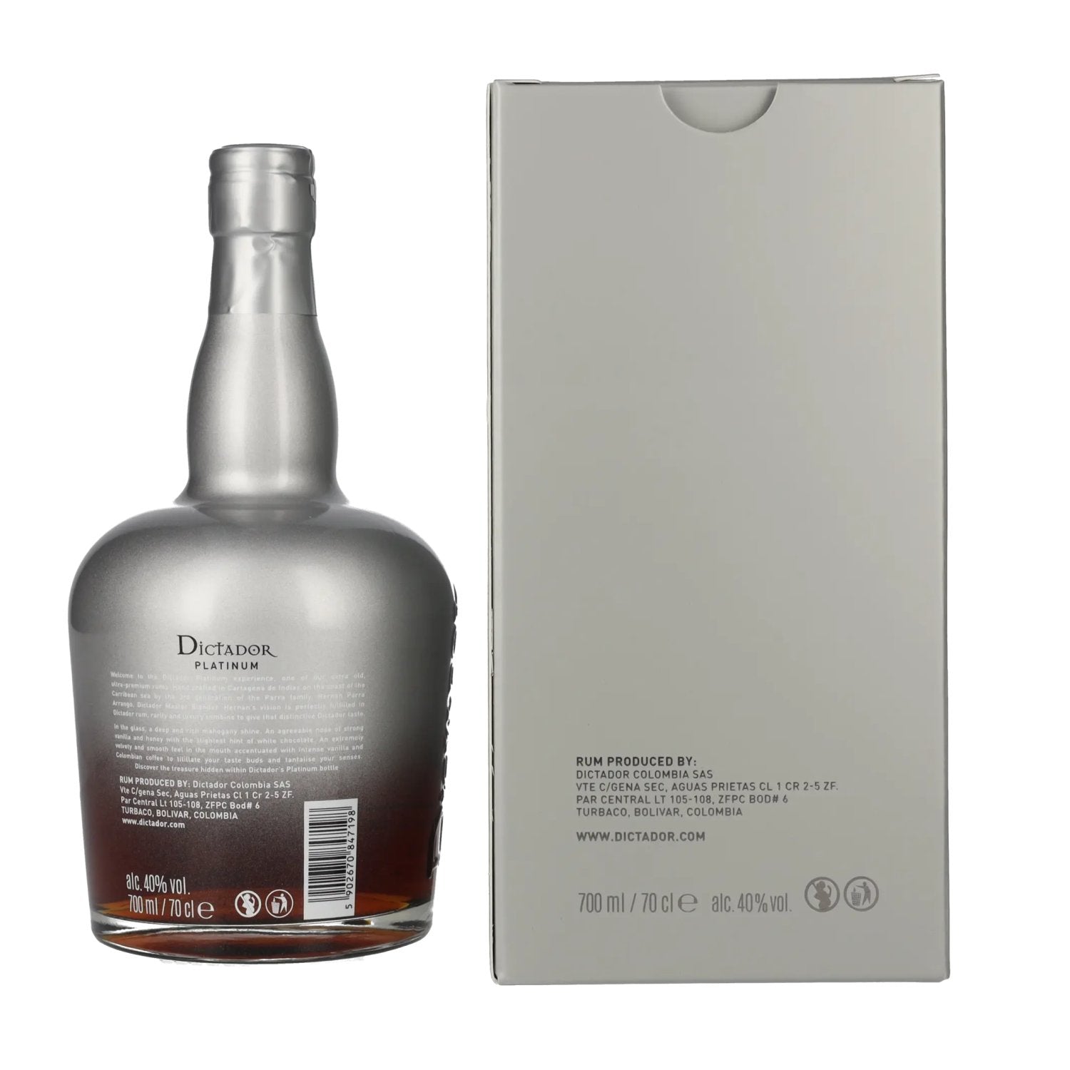 Dictador PLATINUM Colombian Aged Rum 40% Vol. 0,7l in Geschenkbox