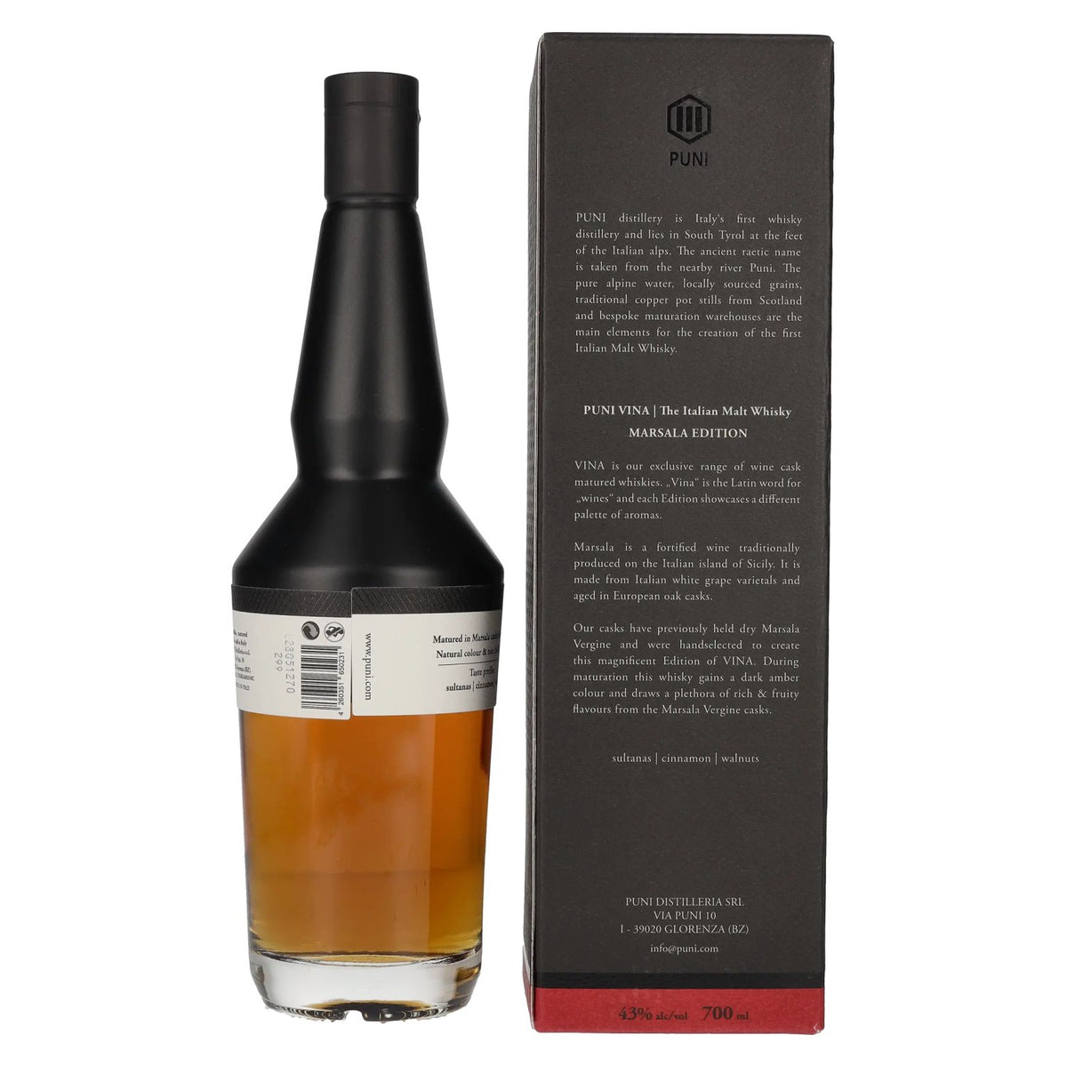 Puni Vina MARSALA The Italian Malt Whisky 43% Vol. 0,7l in gift box