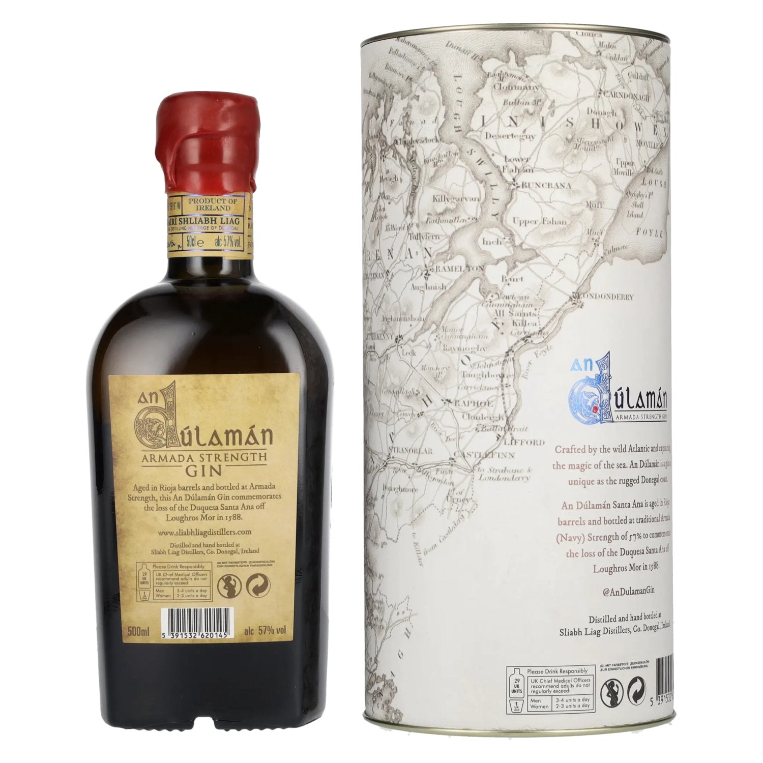 An Dúlamán SANTA ANA Armada Strength Gin 57% vol. 0,5l en boîte cadeau