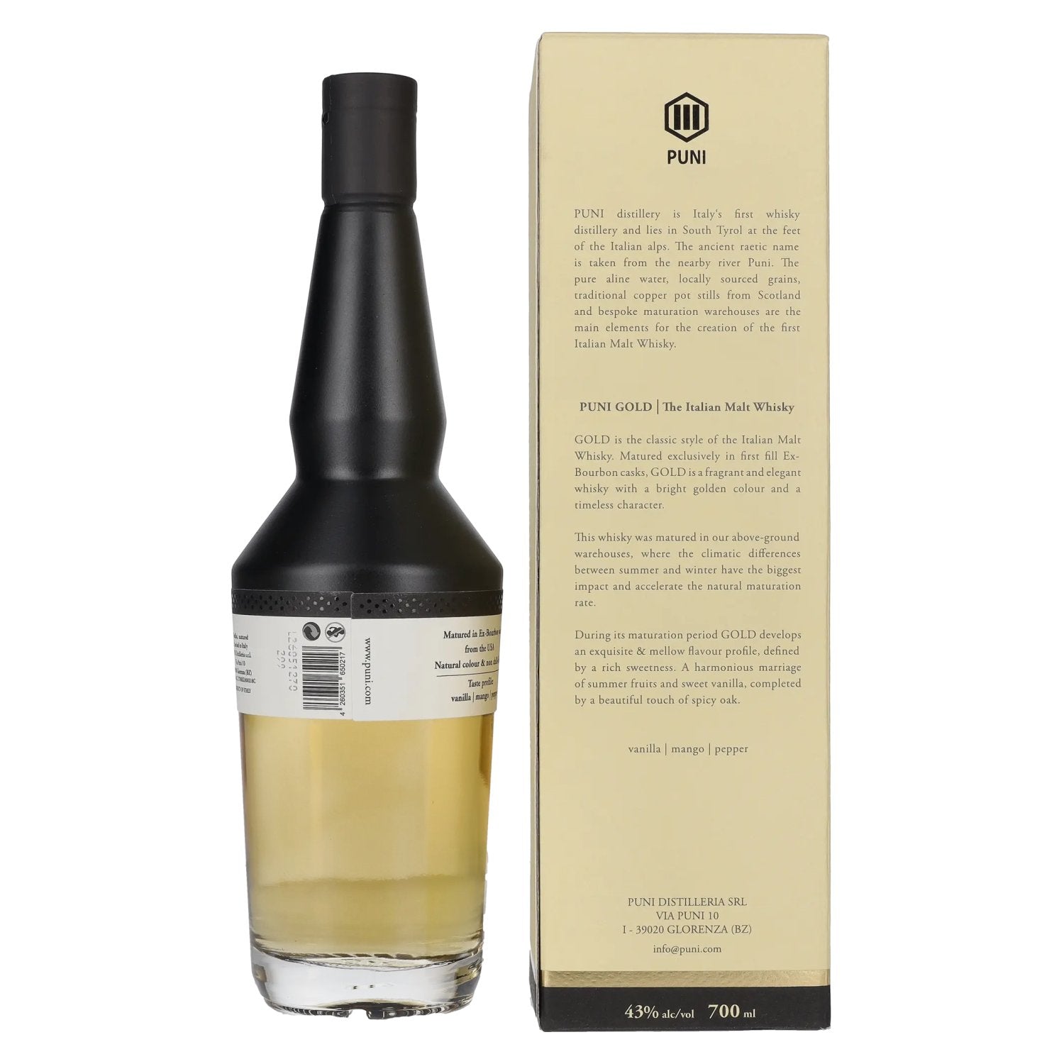 Puni GOLD The Italian Malt Whisky 43% Vol. 0,7l in gift box