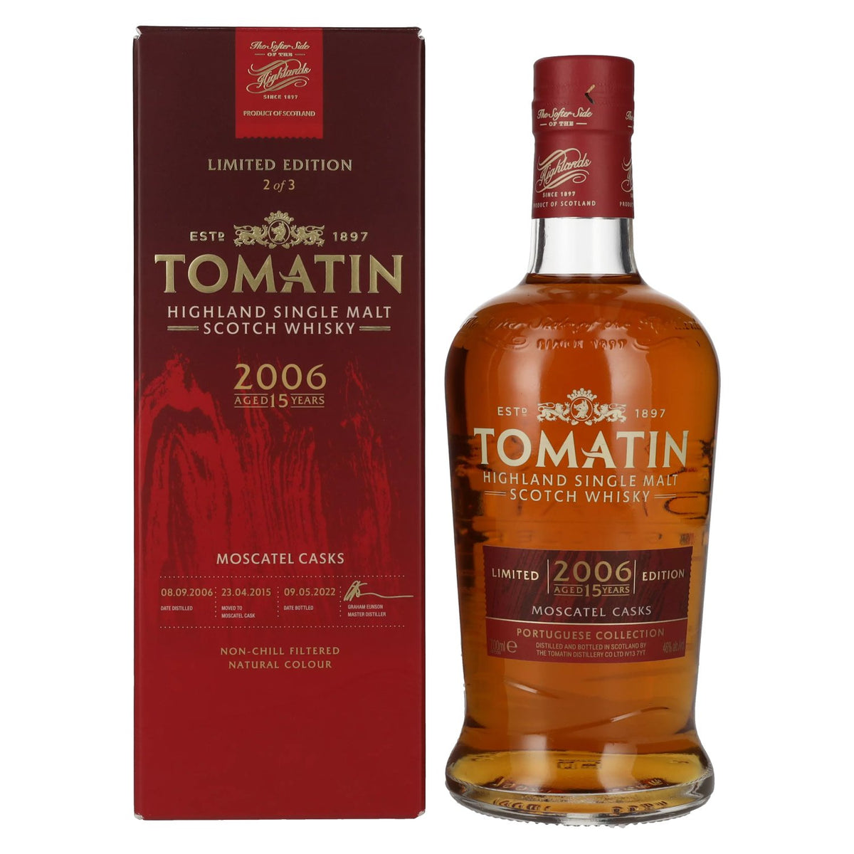 Tomatin 15 Years Old Portuguese Collection MOSCATEL CASKS 2006 46% vol. 0,7l en boîte cadeau