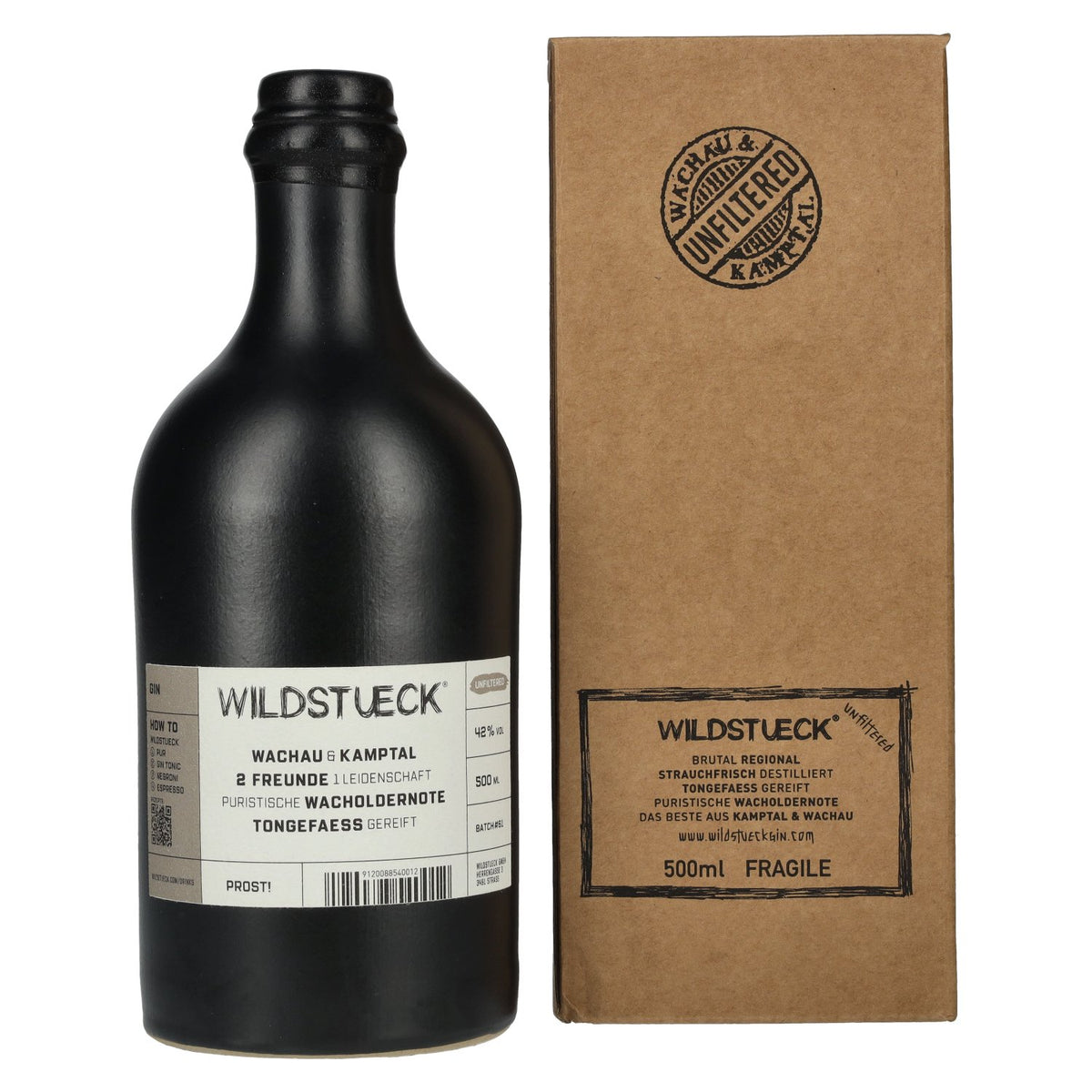 Wildstueck Danube Dry Gin Unfiltered 42% Vol. 0,5l en boîte cadeau