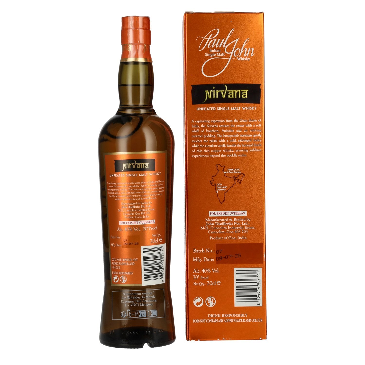 Paul John NIRVANA Indian Single Malt Whisky 40% Vol. 0,7l in gift box