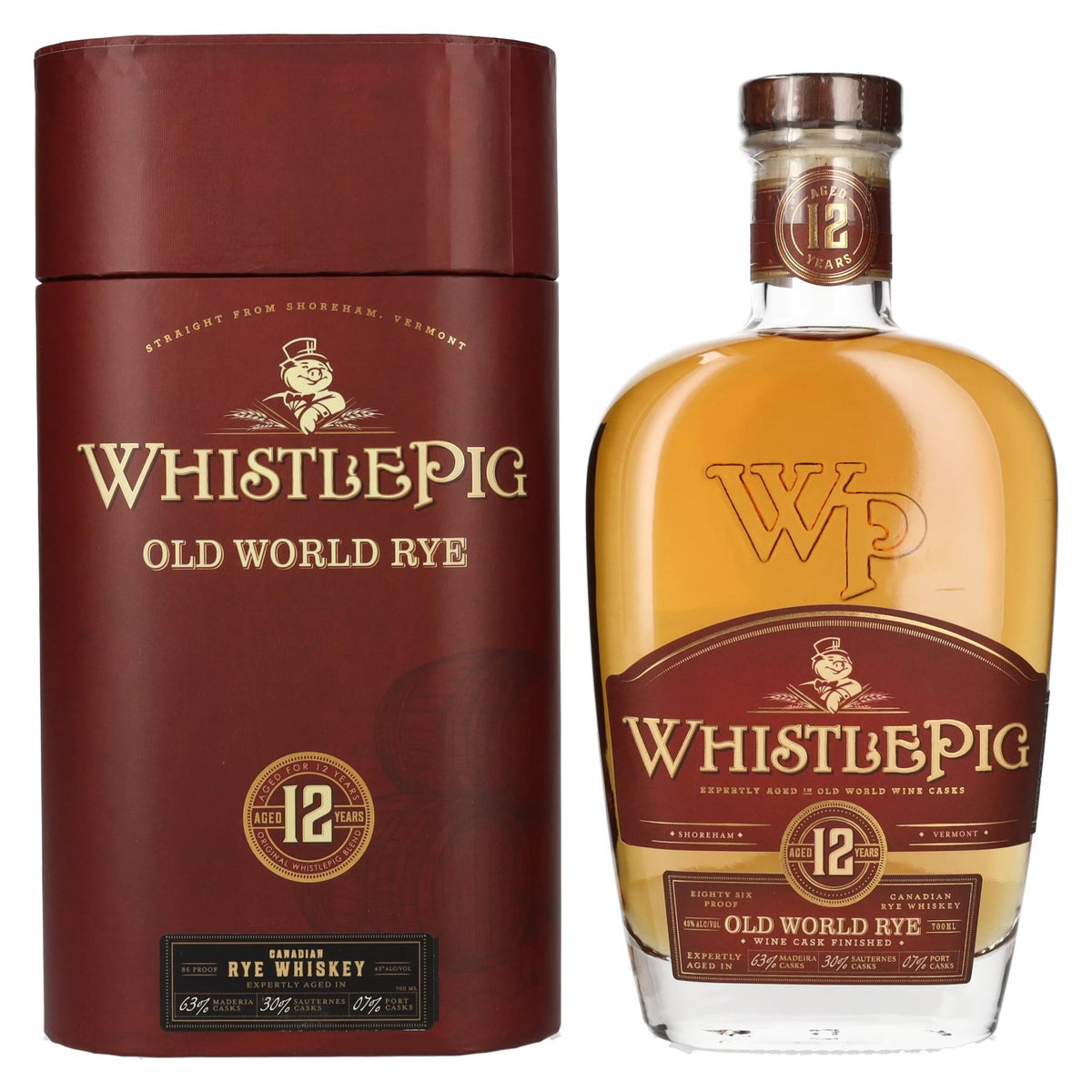 WhistlePig 12 Years Old OLD WORLD Rye Whiskey 43% vol. 0,7l en coffret cadeau