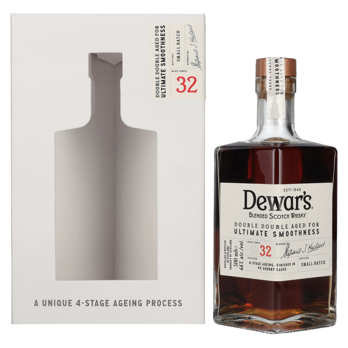 Dewar's 32 Years Old Double Double Aged Blended Scotch Whisky 46% Vol. 0,5l en boîte cadeau