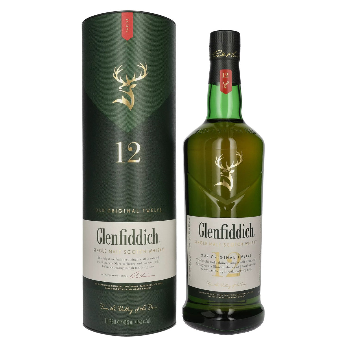 Glenfiddich 12 Years Old Single Malt Scotch Whisky 40% Vol. 1l en boîte cadeau