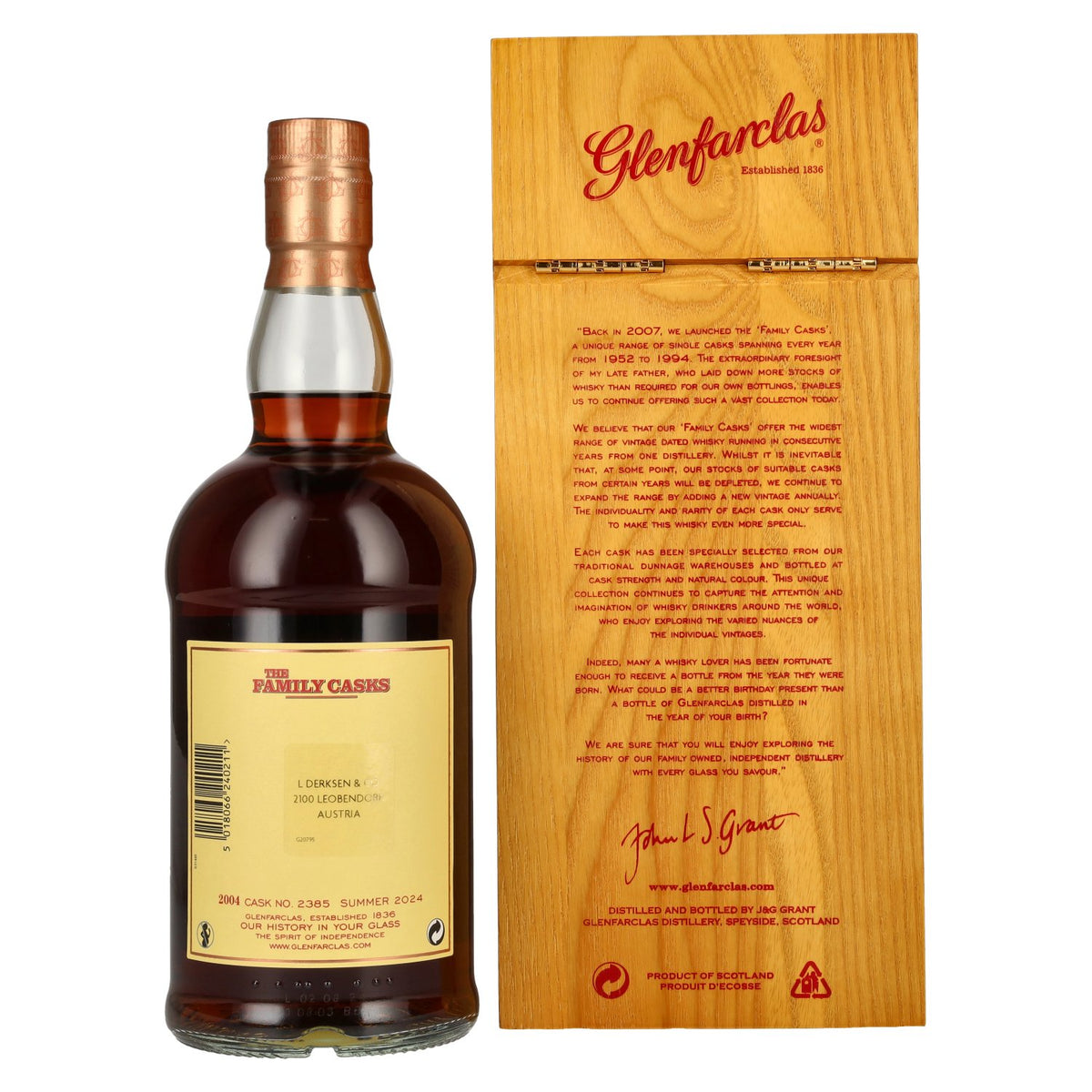 Glenfarclas THE FAMILY CASKS Single Cask SUMMER 2024 Sherry Butt #2385 2004 58,8% Vol. 0,7l in Holzkiste