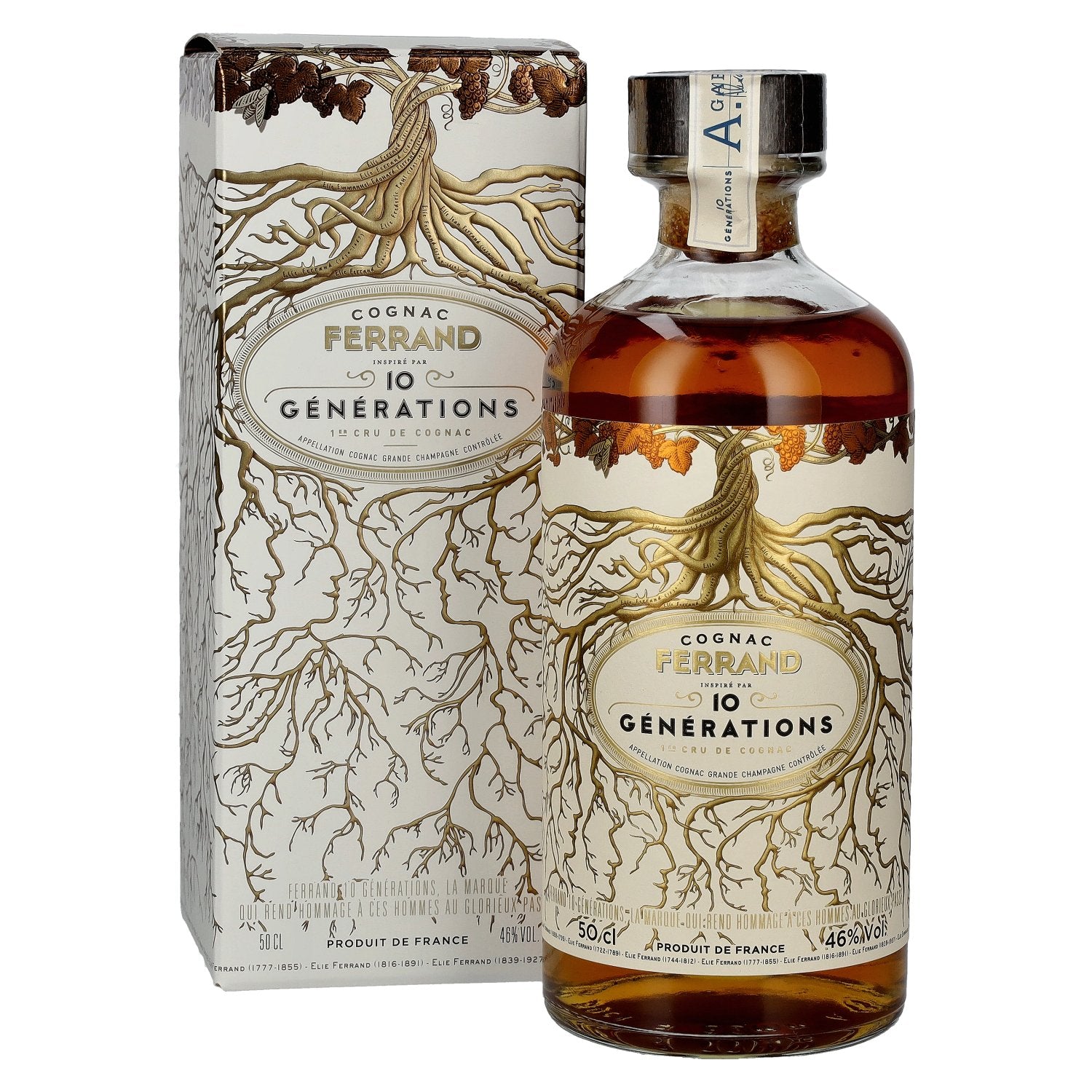 Cognac Ferrand 10 GÉNÉRATIONS 1er Cru de Cognac Grande Champagne 46% Vol. 0,5l en coffret cadeau