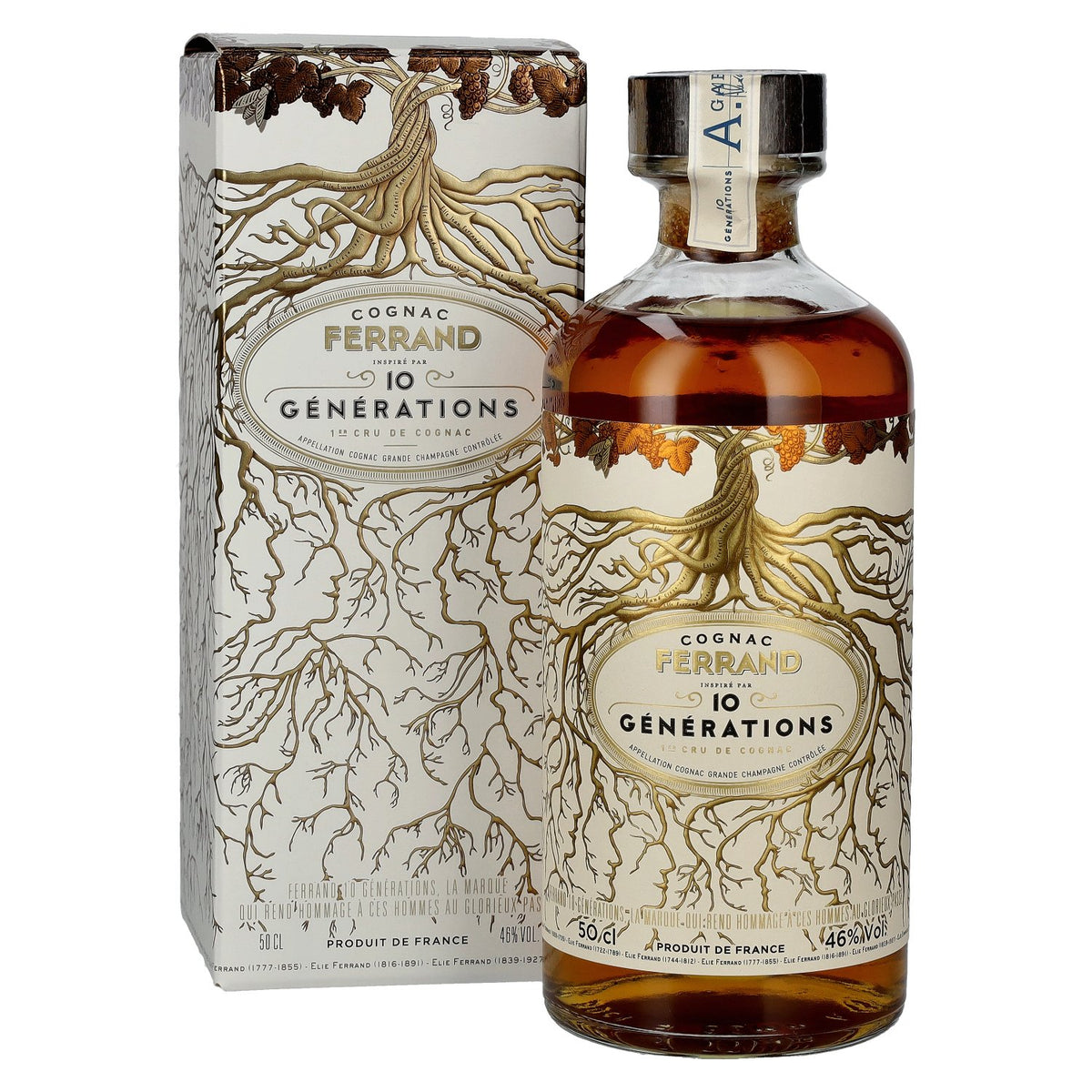 Cognac Ferrand 10 GÉNÉRATIONS 1er Cru de Cognac Grande Champagne 46% Vol. 0,5l en coffret cadeau
