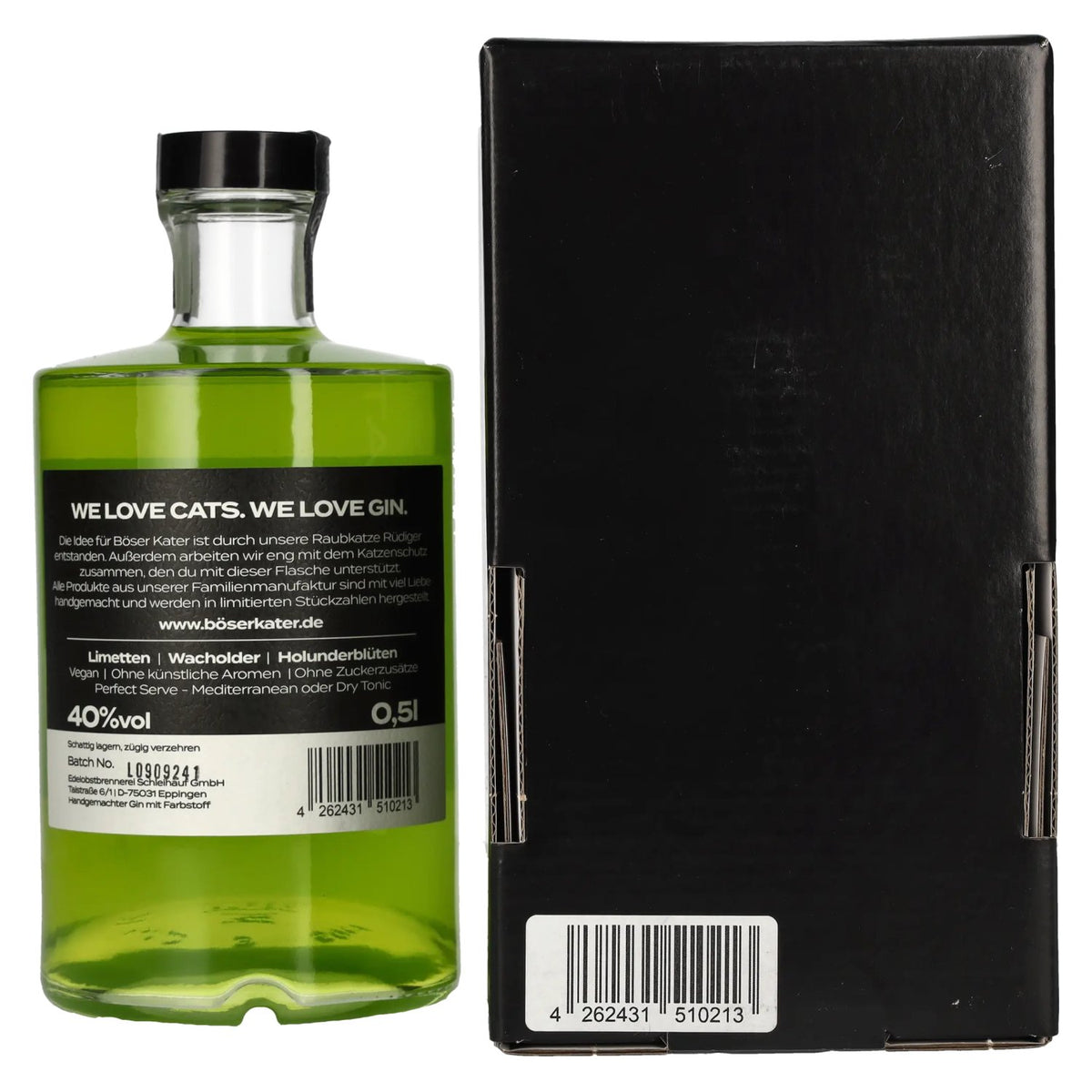 Böser Kater Black Light Neon Lime Gin 40% vol. 0.5 l in a gift box