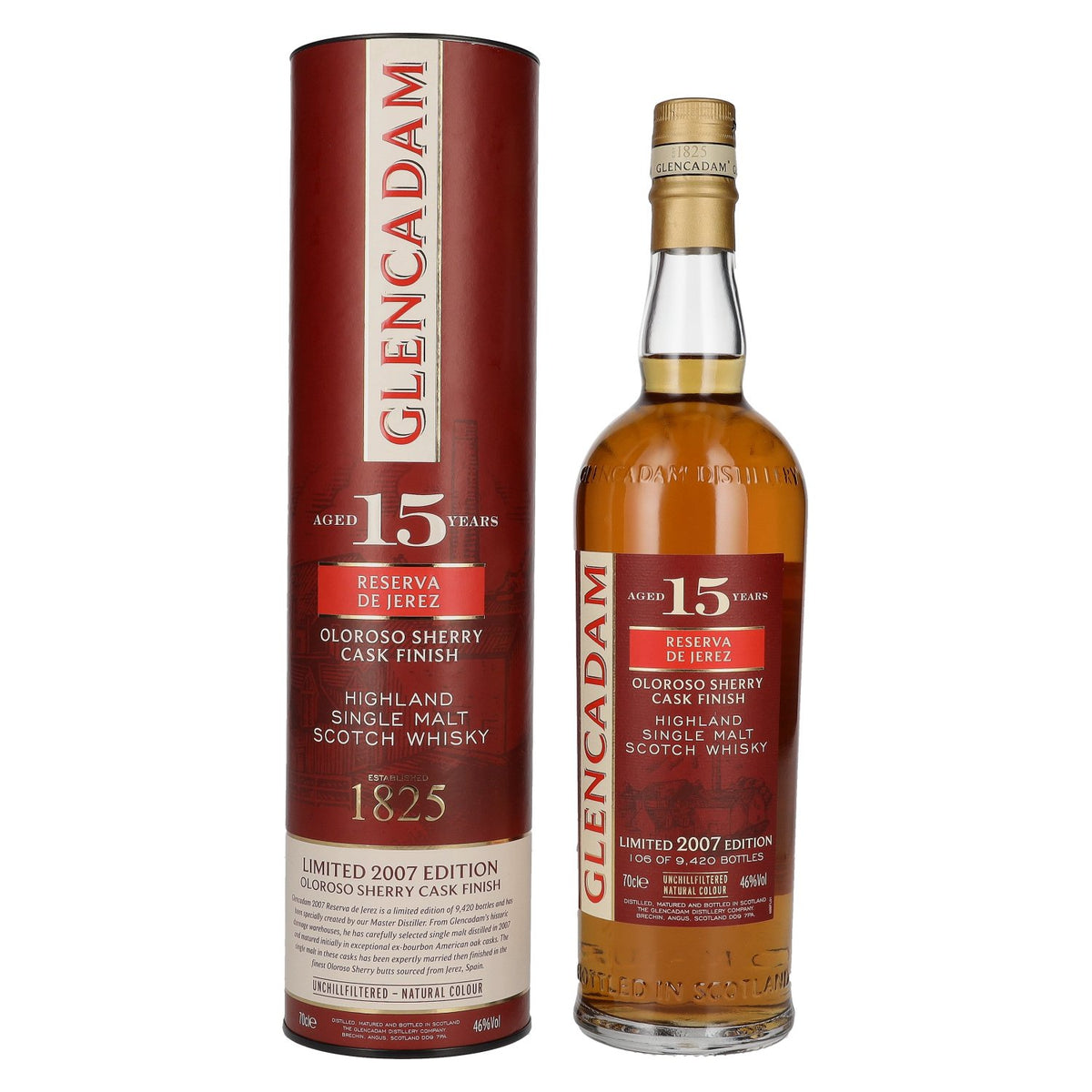 Glencadam RESERVA DE JEREZ 15 Years Old Single Malt OLOROSO SHERRY CASK FINISH 46% Vol. 0,7l en boîte cadeau