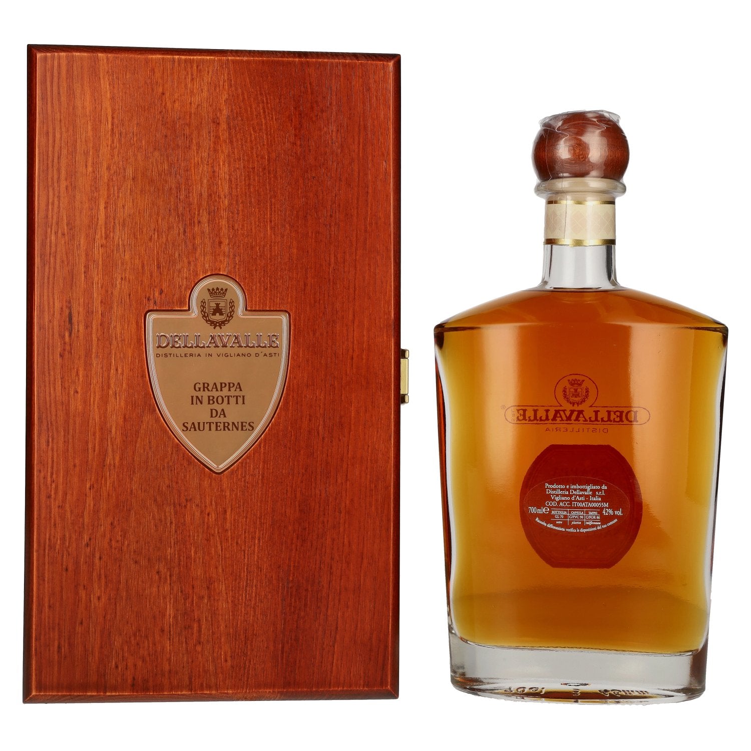 Dellavalle Grappa Affinata in botti da SAUTERNES 2007 42% Vol. 0,7l in Holzkiste