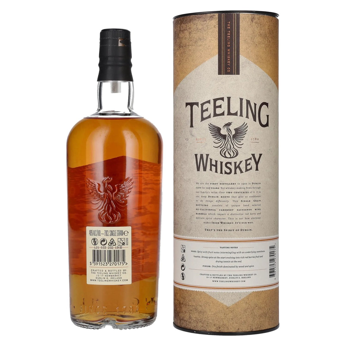 Teeling Whiskey SINGLE GRAIN Irish Whiskey Wine Cask 46% vol. 0,7l en boîte cadeau