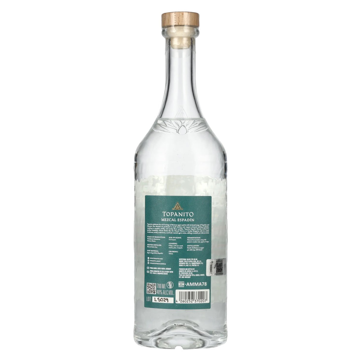 Topanito Mezcal Artisanal Blanc 100 % Mague Espadín 40 % vol. 0,7 l