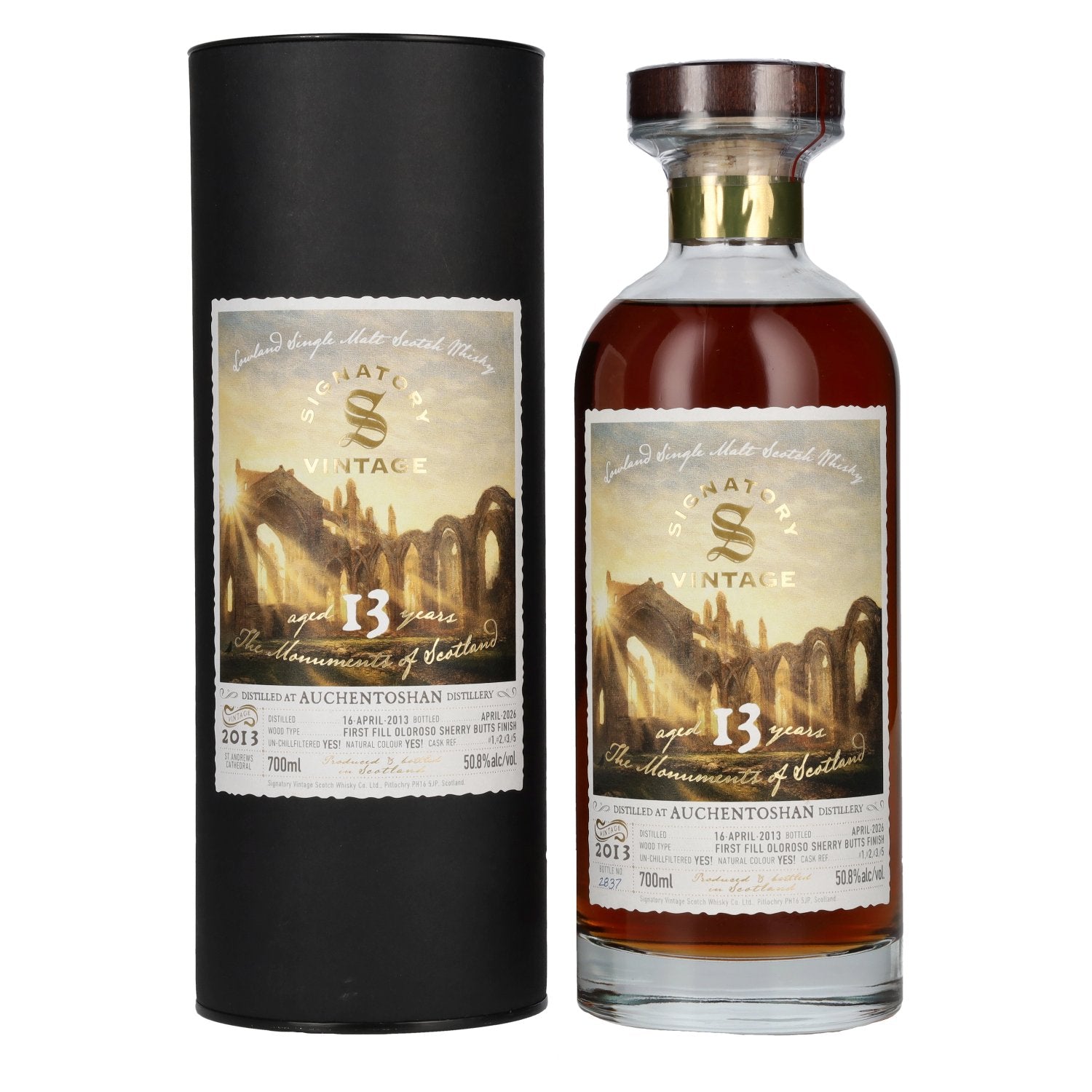 Signatory Vintage AUCHENTOSHAN 13 Years Old 1st Fill Oloroso Sherry Butt Monuments 2013 50,8% Vol. 0,7l in Geschenkbox