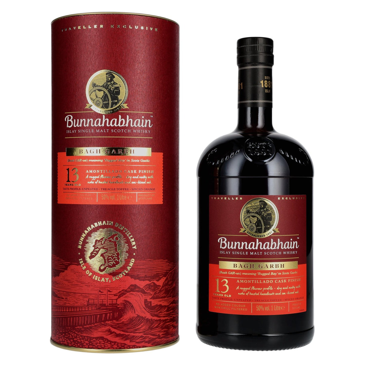Bunnahabhain 13 Year Old BÀGH GARBH Islay Single Malt Scotch Whisky 50% vol. 1 litre in a gift box